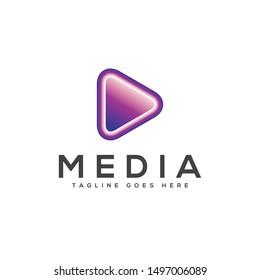 Abstract play button logo design concept