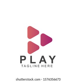 Abstract play button logo design. Icon play button vector illustration. Video application icon design template. Eps10