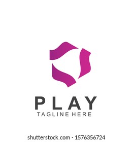 Abstract play button logo design. Icon play button vector illustration. Video application icon design template. Eps10