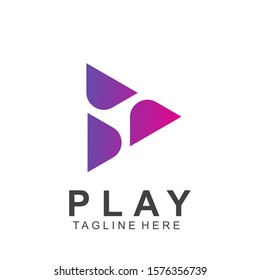 Abstract play button logo design. Icon play button vector illustration. Video application icon design template. Eps10