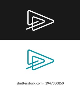 Abstract play button logo design concept vector. Line art style of play button or icon logo design concept vector image