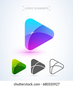 Abstract Play button logo in material design style. Application icon