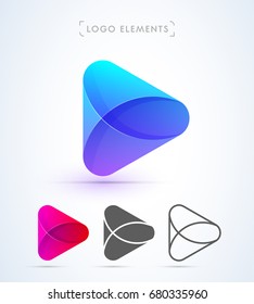 Abstract Play button logo in material design style. Application icon