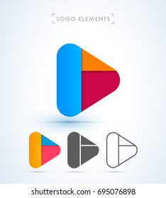 Abstract play button logo template. Material design style