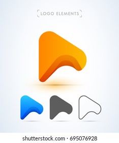 Abstract play button logo template. Material design style