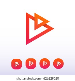 Abstract play button minimalistic media logo icon. Video and music sign vector design.