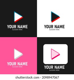 Abstract play logo, design concept, emblem, icon, flat logotype element for template.