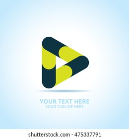 Abstract play logo, design concept, emblem, icon, flat logotype element for template.