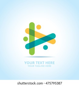 Abstract play logo, design concept, emblem, icon, flat logotype element for template.