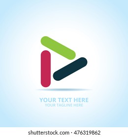 Abstract play logo, design concept, emblem, icon, flat logotype element for template.