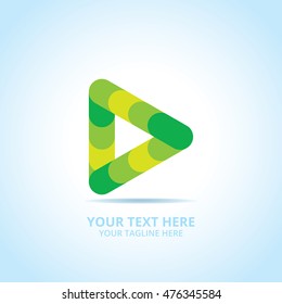 Abstract play logo, design concept, emblem, icon, flat logotype element for template.
