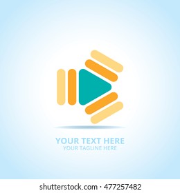 Abstract play logo, design concept, emblem, icon, flat logotype element for template.