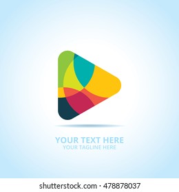 Abstract play logo, design concept, emblem, icon, flat logotype element for template.