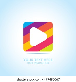 Abstract play logo, design concept, emblem, icon, flat logotype element for template.
