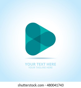 Abstract play logo, design concept, emblem, icon, flat logotype element for template.