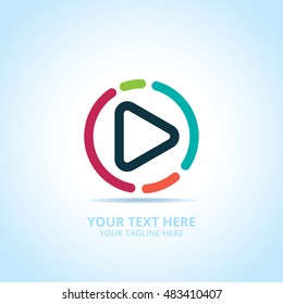 Abstract play logo design concept, emblem icon, flat logotype element for template.
