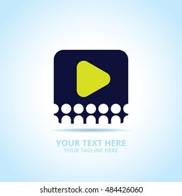 Abstract play logo, design concept, emblem, icon, flat logotype element for template.
