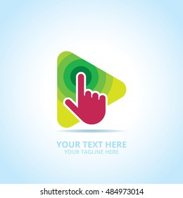 Abstract play logo, design concept, emblem, icon, flat logotype element for template.
