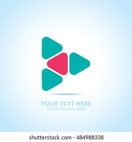 Abstract play logo, design concept, emblem, icon, flat logotype element for template.
