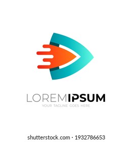 logotipo de juego abstracto con plantilla de diseño de tecnología, logotipos rápidos y de reproducción