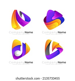 Abstract play logo with technology design vector, music icon