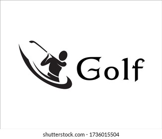 Abstract Player Golf Swing Logo Design Stock Vector (Royalty Free ...