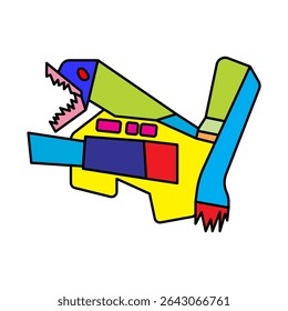 abstract playful colorful dinosaur monster robot vector illustration