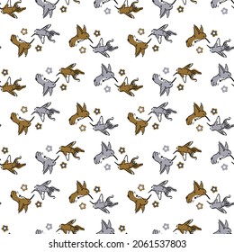 Abstract playful masculine humming bird shape pattern. Seamless modern simple collage style design for retro kids all over print. Trendy home decor, kid fashion, wallpaper in vector repeat.
