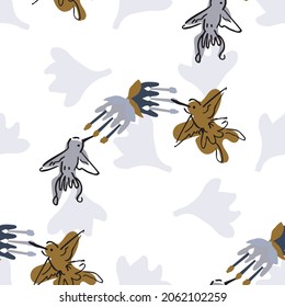 Abstract playful masculine humming bird shape pattern. Seamless modern simple collage style design for retro kids all over print. Trendy home decor, kid fashion, wallpaper in vector repeat.