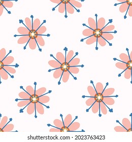 Abstract playful matisse style cut out flower shape pattern. Seamless modern floral collage style design for retro kids all over print. Trendy home decor, kid fashion, wallpaper in vector repeat.