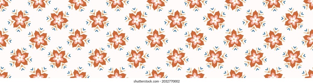 Abstract playful matisse style cut out flower border. Seamless modern scandi collage style edging for retro kids trim. Trendy whimsical kid floral stationery header. Repeatable vector stripe.