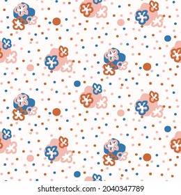 Abstract playful matisse style cut out flower shape pattern. Seamless modern floral collage style design for retro kids all over print. Trendy home decor, kid fashion, wallpaper in vector repeat.