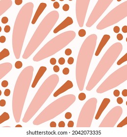 Abstract playful matisse style cut out flower shape pattern. Seamless modern floral collage style design for retro kids all over print. Trendy home decor, kid fashion, wallpaper in vector repeat.
