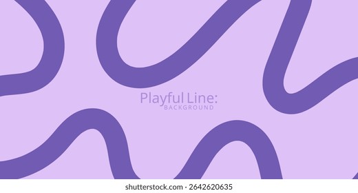 Abstract playful minimal background with wavy line. Poster with organic curvy curly stripe.
