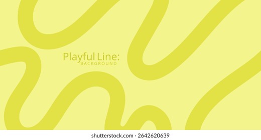 Abstract playful minimal background with wavy line. Poster with organic curvy curly stripe.