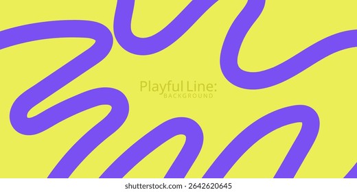 Abstract playful minimal background with wavy line. Poster with organic curvy curly stripe.