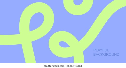 Abstract playful minimal background with wavy line. Poster with organic curvy curly stripe.