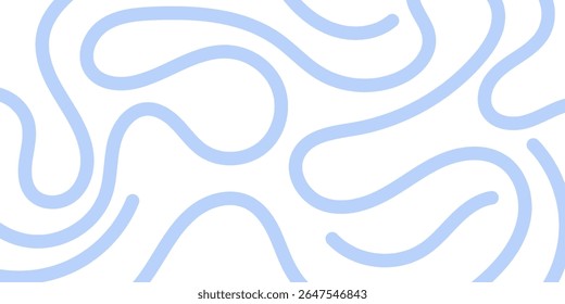 Abstract playful minimal background with wavy line. Poster with organic curvy curly stripe.