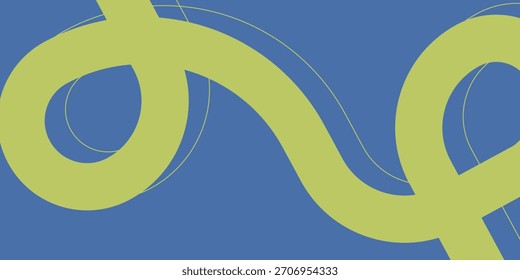 Abstract playful minimal background with wavy line. Poster with organic curvy curly stripe.