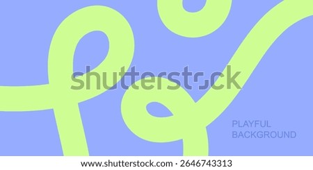 Abstract playful minimal background with wavy line. Poster with organic curvy curly stripe.