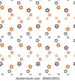 Abstract playful style cut out flower shape pattern. Seamless modern floral collage style design for retro kids all over print. Trendy home decor, kid fashion, wallpaper in vector repeat.