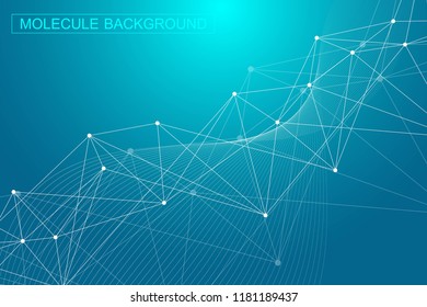 Abstract plexus background with connected lines and dots. Wave flow. Plexus geometric effect Big data with compounds. Lines plexus, minimal array. Digital data visualization. Vector illustration.