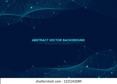 Abstract plexus background with connected lines and dots. Plexus geometric effect Big data with compounds. Lines plexus, minimal array. Digital data visualization. Vector illustration. - Shutterstock ID 1221242089