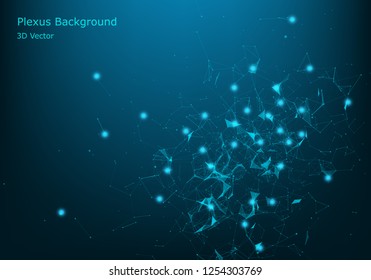 Abstract plexus background with connected lines and dots. Plexus geometric effect Big data with compounds. Lines plexus, minimal array. Digital data visualization. Vector illustration