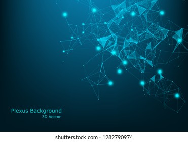 Abstrakter Plexus-Hintergrund mit verbundenen Linien und Punkten. Wellenfluss. Plexus geometrische Wirkung Big Data mit Verbindungen. Lines Plexus, minimales Array. Visualisierung digitaler Daten. Vektorillustration.