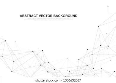 Abstract plexus background with connected lines and dots. Wave flow. Plexus geometric effect Big data with compounds. Lines plexus, minimal array. Digital data visualization. Vector illustration.