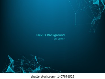 Abstract plexus background with connected lines and dots. Wave flow. Plexus geometric effect Big data with compounds. Lines plexus, minimal array. Digital data visualization. Vector illustration.