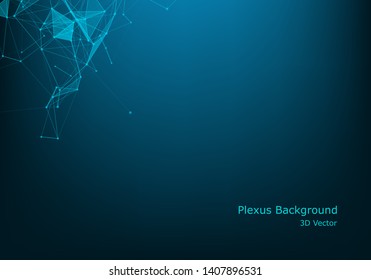 Abstract plexus background with connected lines and dots. Wave flow. Plexus geometric effect Big data with compounds. Lines plexus, minimal array. Digital data visualization. Vector illustration.