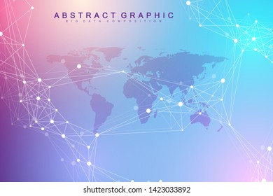 Abstract plexus background with connected lines and dots. Molecule and communication background. Graphic background for your design. Lines plexus big data visualization. Vector illustration.