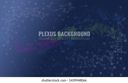 Abstract plexus background with connected lines and dots. Wave flow for your visit card or flyer background. Vector illustration.